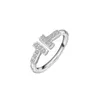 2024 Anneau de designer Double Ring 925 Serling Silver Plaed 18K Rose Gold Organisation Impossible avec diamant Half Wedding Anniversary pour femmes Cadeau avec BoxQ1NBEU