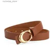 Bälten Nya mode Womens Belt Alloy Moon Style Button Head Multi Color Leather Thin Belt mångsidig daglig jeans dekoration kvinnor bey240316