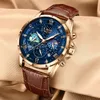 Lige Women Watches Fashion Luksusowy kwarc skórzany pasek Księżyc Faza Wodoodporna świetlista ręka na rękę Data Busa Casual Lady Clock 240314