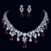 Conjuntos de joias de casamento SUGO Classic Fashion Luxury Retro Red Cubic Zirconia Brinco Conjunto de colar usado para acessórios de joias de casamento de noiva charmosos Q240316