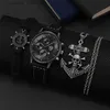 Other Watches Mens Fashion Quartz Men Leather es Brand Luxury Male Clock Sport Mens Wrist Bracelet Necklace Relogio Masculino Y240316