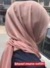 Cetim de seda hijab cachecol muçulmano mulheres véu headwraps senhoras lenço para mulheres muçulmano moda xale islam roupas ramadan cachecol 240301