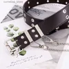 Bälten kvinnor dubbel slingband dubbel eyelets grommet läder spänne punk stift strap casual klänning jeans gotiska belty240316