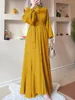 Ethnic Clothing Eid Party Dress For Women Muslim Abaya Ramadan Lace-up Solid Shirt Dresses Vestidos Largo Kaftan Islam Dubai Arab Long Robe