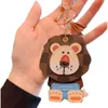 T Cute Lion Coin Purse Keychain Pendant Charm Jewelry Keyring Fashion PU Leather Flower Grid Designer Metal Key Chain GG