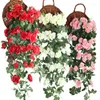 Decorative Flowers Eucalyptus Garland With Camellias Artificial Flower Fake Silk Rose Vine Decor Hanging Faux Leave Floral For Wedding