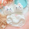 Bras Furry Underwear Plush Thermal Bra Set Japanese Girl Soft Sweet And Cute Cartoon Pure Cotton Without Wire Rings