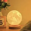 Tafellampen 360 Rotatie Maan Nachtlampje 3D Sfeer Nachtkastje Lamp Afstandsbediening Touch Dimmen 3 of 16 Kleuren LED Verlichting voor Kinderen Geschenken YQ240316