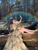 Våren casual klänning franska retro blommig lång klänning kvinnlig organza elegant fest fairy ruffled semester prinsessa sommaren 2024