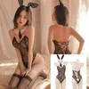 Cute Sex Set Bad Hare Tail Elf Ear Sexy Bunny Girl Body Suit Porn Uniform Naughty Outfit Cosplay Costume for Girls Sexy Lingerie 240307