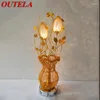 Bordslampor Outela Modern Golden Lamp Fashionable Art Iiving Room Sovrum Wedding LED Aluminium Wire Desk Light Light Light