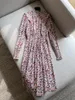 Casual jurken bloemenprint jurk franje franje stand kraag met lange mouwen vrouwen 3 kleuren