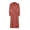 Casual Dresses Women'S Fashion Long Sleeve A-Line Skirt V-Neck Solid Color Dress Spring For Women 2024 Button Sukienki Damskie