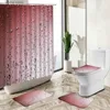 Rideaux de douche Rideau de douche goutte d'eau créatif dégradé de couleur art vert violet jaune rouge conception tapis antidérapant couverture de toilette ensemble de tapis de sol Y240316