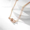 Designer V gold tiffay and co horseshoe buckle Necklace high quality glossy 18k rose hardware Valley ailing same clavicle chain