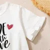 Meisjesjurken 3-12 jaar kinderlijst kleding meisjes valentijnsjurk vestidos print hartvormige kinderjurken opwindende zomerprinsesjurk 240315