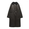 Pelle da donna VOLALO 2024 Inverno Media Lunghezza Doppio-lato Cappotto di Lana Artificiale di Alta Qualità Addensare Trench Outwear Mujer