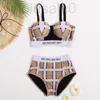 Maillots de bain pour femmes Designer Designer Hot Sell Bikini Femme Sens Beach Maillot de bain Costume d'été Sexy Sling Strap Bur Design Modèle Plaid Maillot de bain de haute qualité Femmes 7H9V