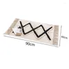 Mattor -Tufted Ethnic Wind Mat Black Diamond Cotton Doormat Bedroom Bedside Footrost Living Room soffbordsgolv