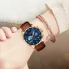 Lige Women Watches Fashion Luksusowy kwarc skórzany pasek Księżyc Faza Wodoodporna świetlista ręka na rękę Data Busa Casual Lady Clock 240314