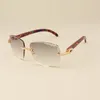 Óculos de sol de diamante de moda de luxo direto 3524014 padrão de cor natural óculos de sol de madeira lente de gravação personalizada privada