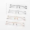 Solglasögon ramar varumärkesdesign titanföretag Rimless Glasses Frame Men Trendy Rectangle Frameless Eyeglasses Women Ultralight Myopia