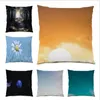 Kuddtäckning 45x45 Heminredning Forest Mountains Decoration Pillow Case Landscape Throw Cover Sunset Move Place Gift E1132