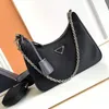 Luxurys 3 Piece Fashion Crossbody Designer-Tasche Dreieck Umstellung 2005 2000 Geldbörse und Handtasche Schulter Nylon-Tasche für Mann Frau Safino Totes Kupplung Gürtelkette Hobo-Taschen