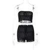 Women's Tracksuits BKLD 2024 Winter Women Clothing Knitted Wrapped Chest Crop Top And Shorts Two Piece Sets Solid Color Sexy Night Club