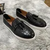 Sıradan Ayakkabı Erkekler Vulcanize Slip-On Bahar Sonbahar Sneakers Siyah Taş Tahıl Boyutu 38-46