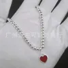 Tifaniym classic Enamel Love 925 Silver T Family Necklace ins Wind Drip Glue Heart 4mm Round Beads Buddha Peach Female