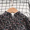 Flickans klänningar 2 st. Sätt vintage i Flowers Girls Spring Dress Children Cheongsam kostym med lång ärm klänning för småbarn i kinesisk stil från 0 till 3 år 240315