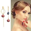 Dangle Earrings Purple Brown Red Cloth Ball Tassels Earring For Women Fashion Big Crystal Design Drop Jewelry 2024 Oorbellen