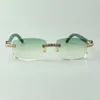 Óculos de sol de madeira com diamante XL 3524026 com pernas de madeira verdes Tamanho de vendas diretas 56-18-135mm