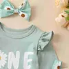 Conjuntos de roupas 3 PC Verão Bebê Menina Manga Longa Girassol Hoodie Plus Halter Dress Plus Butterfly Headband 3 Piece Set