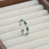 Wedding Rings Korean Green Zircon Heart Design Fashion Ring Women Exquisite Adjustable Finger Joint Jewelry Accessories Anniversary Gift