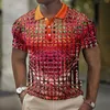 ファッションメンズポロシャツ3Dシミュレーションメタルプリントプリントメンズ衣類夏のカジュアルショートスリーブデザイナートップスティー240304