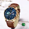 Lige Women Watches Fashion Luksusowy kwarc skórzany pasek Księżyc Faza Wodoodporna świetlista ręka na rękę Data Busa Casual Lady Clock 240314