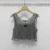 Basic Casual Dresses Designer Brand 22 Spring New Heavy Industry Sparkling Hollow Short Tank Top Instagram Pure Desire Style Sexig ljus Luxury Open Navel 3Tyt