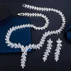 Bröllopsmycken sätter eleganta tre-lagers kubiska zirkoniumsilverbladformade örhängen och halsband brudtillbehör TZ571 bröllop smycken set Q240316