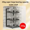 Multi-Layer Kitchen Storage Rack Sink Shelf Freying Pan Organizer Justerbar potten Rack Cookware Holder Hushållens förvaringsskåp 240307