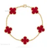Four Leaf Grass Five Flower Bracelet Womens 925 Pure Silver Panda White Fritillaria Red Agate Chalcedony High Version 18k Rose Gold