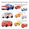 Transformation Toys Robots Little Toy Cars zdeformowano 3-częściowy samochód. 2-w-1 Criction Drive Educational Cabriat Cors 2400315