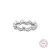 Bagues de cluster authentique 925 bague en argent sterling fleur couronne mariage pour femmes filles bijoux fins anillos bague femme