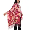 Foulards Chaud Doux Écharpe Hiver Fleur Rose Châles Wrpas Blanc Rose Fleurs Designer Bufanda Mujer Femmes Grand