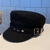 Berets 2024 Fashion Summer Octagonal Hats For Women Flat Military Cap Ladies Solid Caps Cotton Sailor Hat