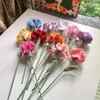 Flores decorativas acabadas à mão-tecido cravo crochê artificial buquê de malha casamento acessórios de decoração para casa presentes do dia das mães