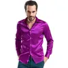 Men's Casual Shirts Luxury Clothing Shirt Men Brand Satin Silk Wedding Shirt Attend Party Bridegroom Shiny Dress Plain White Tuxedo Shirt For MenC24315