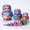 5 10Pcs Lovely Matryoshka Wooden Dolls Nesting Babushka Russian Hand Paint for Kids Christmas Toys Gifts Hand Painted Dolls 240315