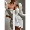 Casual Dresses Elegant Women Corset Party Dress Sexig Y2K Vintage Court Long Puff Sleeve V Neck High midja Ruched BodyCon Evening Cocktail